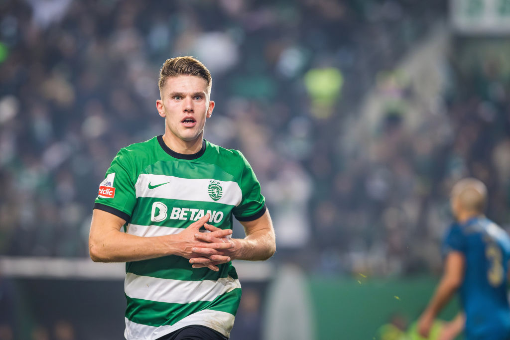 Viktor Gyokeres of Sporting CP celebrates a goal during the