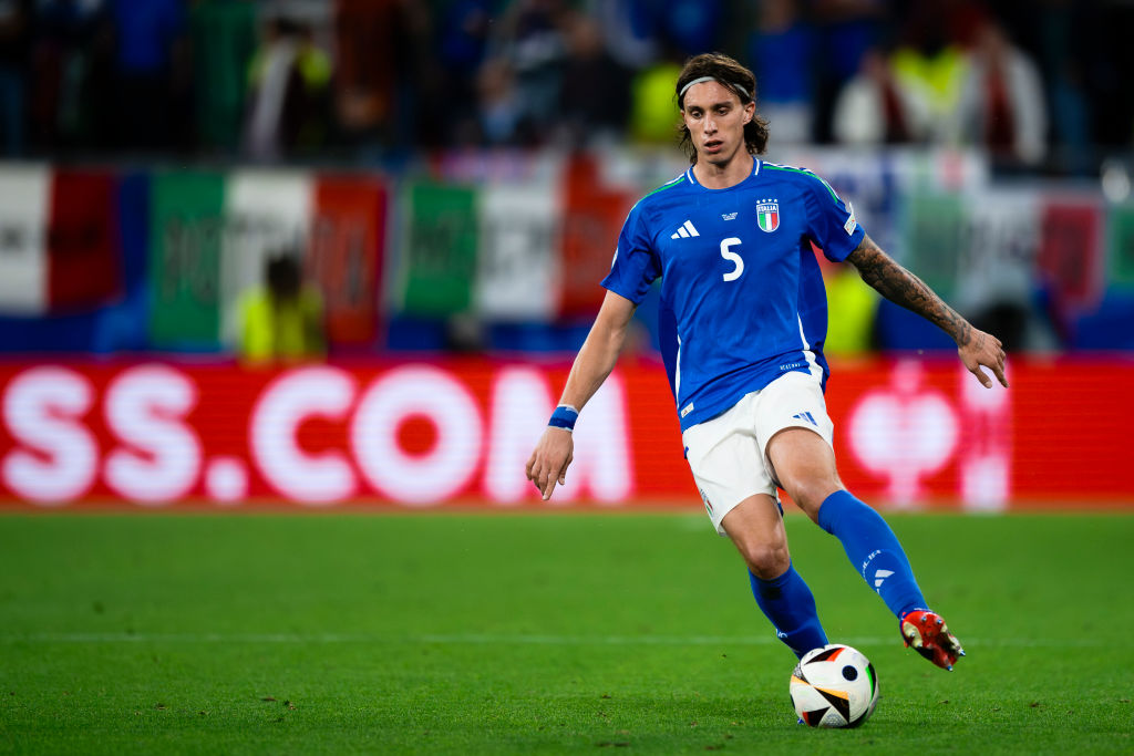 Riccardo Calafiori of Italy in action during the UEFA EURO